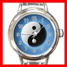 Yin Yang Fortune Symbol Round Italian Charm Wrist Watch 523