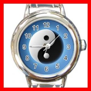 Yin Yang Fortune Symbol Round Italian Charm Wrist Watch 523