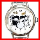 DRUM SET PERCUSSION MUSIC Round Italian Charm Wrist Watch 539