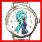 OVARIAN CANCER RIBBON Round Italian Charm Wrist Watch 542