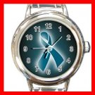 OVARIAN CANCER RIBBON Round Italian Charm Wrist Watch 543