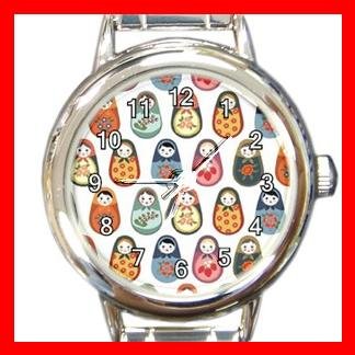 RUSSIAN NESTING DOLLS Round Italian Charm Wrist Watch 545