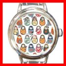 RUSSIAN NESTING DOLLS Round Italian Charm Wrist Watch 545