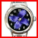 Fringed Gentian Flowers Round Italian Charm Wrist Watch 550