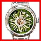 Whirligig Daisy Flowers Round Italian Charm Wrist Watch 552