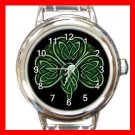 CELTIC IRISH SHAMROCK Round Italian Charm Wrist Watch 553