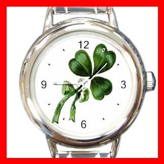 CELTIC IRISH SHAMROCK Round Italian Charm Wrist Watch 554