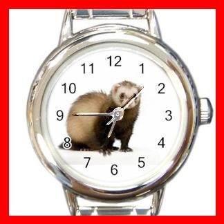 Cute Ferret Pet Animal Round Italian Charm Wrist Watch 557