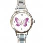 PINK BUTTERFLIES Fly Round Italian Charm Wrist Watch 559