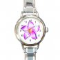 PINK FRANGIPANI Flowers Round Italian Charm Wrist Watch 560