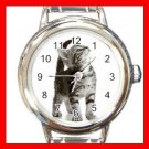 Curious Cat Pet Animal Round Italian Charm Wrist Watch 561