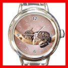 Kitten Sleeping Cat Pet Animals Hobby Round Italian Charm Wrist Watch 564