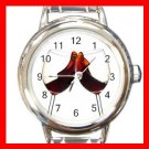 Red Wine Glass Hobby Round Italian Charm Wrist Watch 566