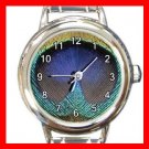 Peacock Feather Print Round Italian Charm Wrist Watch 571