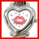 Kiss Me Red Lips Heart Italian Charm Wrist Watch 160