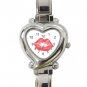 Kiss Me Red Lips Heart Italian Charm Wrist Watch 160