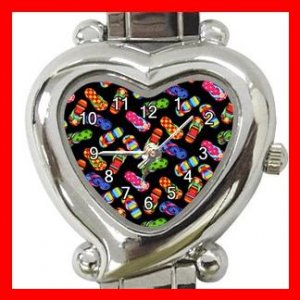 Flip Flops Slipper Heart Italian Charm Wrist Watch 165