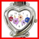 Colorful Daisy Flowers Heart Italian Charm Wrist Watch 167