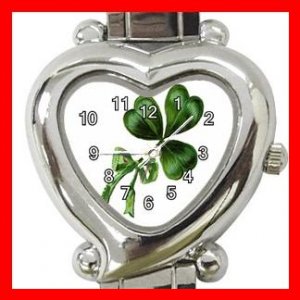CELTIC IRISH SHAMROCK Flowers Heart Italian Charm Wrist Watch 170