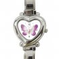 PINK BUTTERFLIES Fly Heart Italian Charm Wrist Watch 174