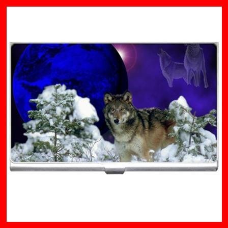 Wolf Snow Blue Moon Animals Business Credit Card Case 14