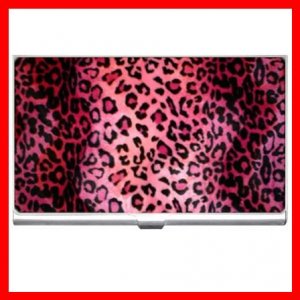 Pink Leopard Skin Print Business Credit Card Case 24