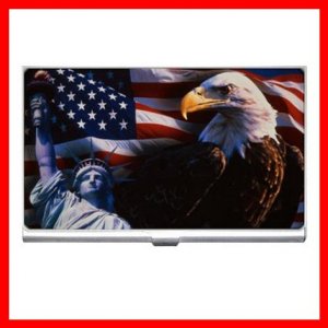 American Flag Eagle Liberty Hobby Business Credit Card Case 95