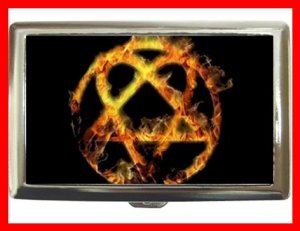 Golden Fire Heartagram Hobby Cigarette Money Case 055