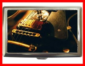 Wine Red Guitar Music Hobby Cigarette Money Case 084