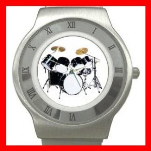 DRUM SET PERCUSSION MUSIC Stainless Steel Wrist Watch Unisex 136