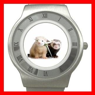 Cute Ferret Pet Animals Stainless Steel Wrist Watch Unisex 141