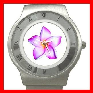 PINK FRANGIPANI Flowers Stainless Steel Wrist Watch Unisex 142