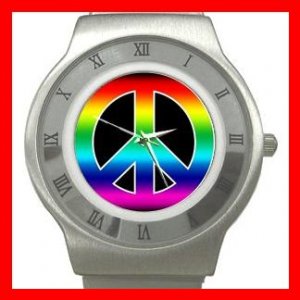 RAINBOW PEACE SIGN Hobby Steel Wrist Watch Unisex 145