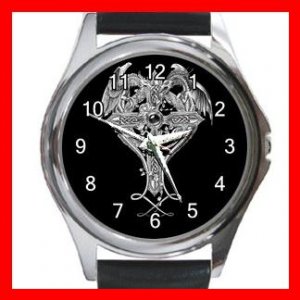 Cross Sign Dragon Myth Round Metal Wrist Watch Unisex 145