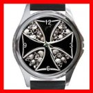 IRON CROSS SIGN SYMBOL SKULL Round Metal Wrist Watch Unisex 148