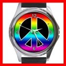RAINBOW PEACE SIGN Hobby Round Metal Wrist Watch Unisex 149