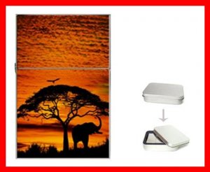 African Skies Elephant Sunset Hobby Flip Top Lighter + Box New Gift 021