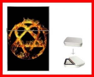 Golden Fire Heartagram Hobby Flip Top Lighter + Box New Gift 026