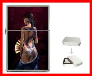 Asian Dragon Lady Myth Hobby Flip Top Lighter + Box New Gift 038