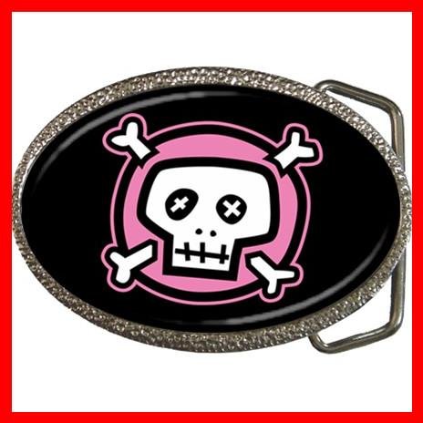 Pink Skull Black Hobby Fun Belt Buckle 012