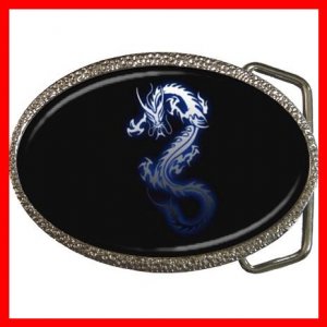 Blue Chinese Dragon Mystical Fantasy Belt Buckle 016