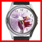 Purple Orchid Flowers Hobby Round Metal Wrist Watch Unisex 153