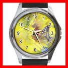 Butterfly on Sun Flowers Hobby Round Metal Wrist Watch Unisex 157