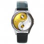 Gold Yin Yang Sign Fashion Hobby Round Metal Wrist Watch Unisex 160