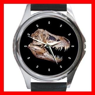 T-REX SKULL PALEONTOLOGY DINOSAUR Round Metal Wrist Watch Unisex 165
