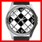 ARGYLE SQUARE Black White Color Round Metal Wrist Watch Unisex 172
