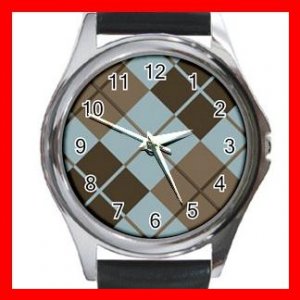 ARGYLE SQUARE Brown Color Round Metal Wrist Watch Unisex 173