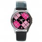 ARGYLE SQUARE Pink Color Round Metal Wrist Watch Unisex 176