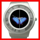 Classic Blue Butterfly Fly Stainless Steel Wrist Watch Unisex 155