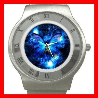 HOT Blue Butterfly Fly Stainless Steel Wrist Watch Unisex 159